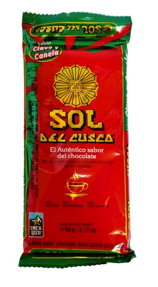 CHOCOLATE SOL DEL CUZCO CON CLAVO Y CANE